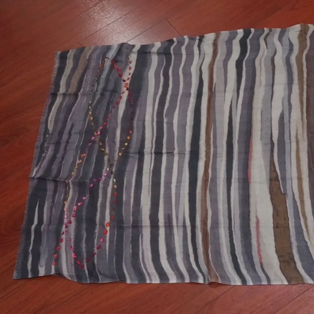 Tilo Lightweight Wool Striped Multi-Color Scarf/Shawl/Wrap, OS